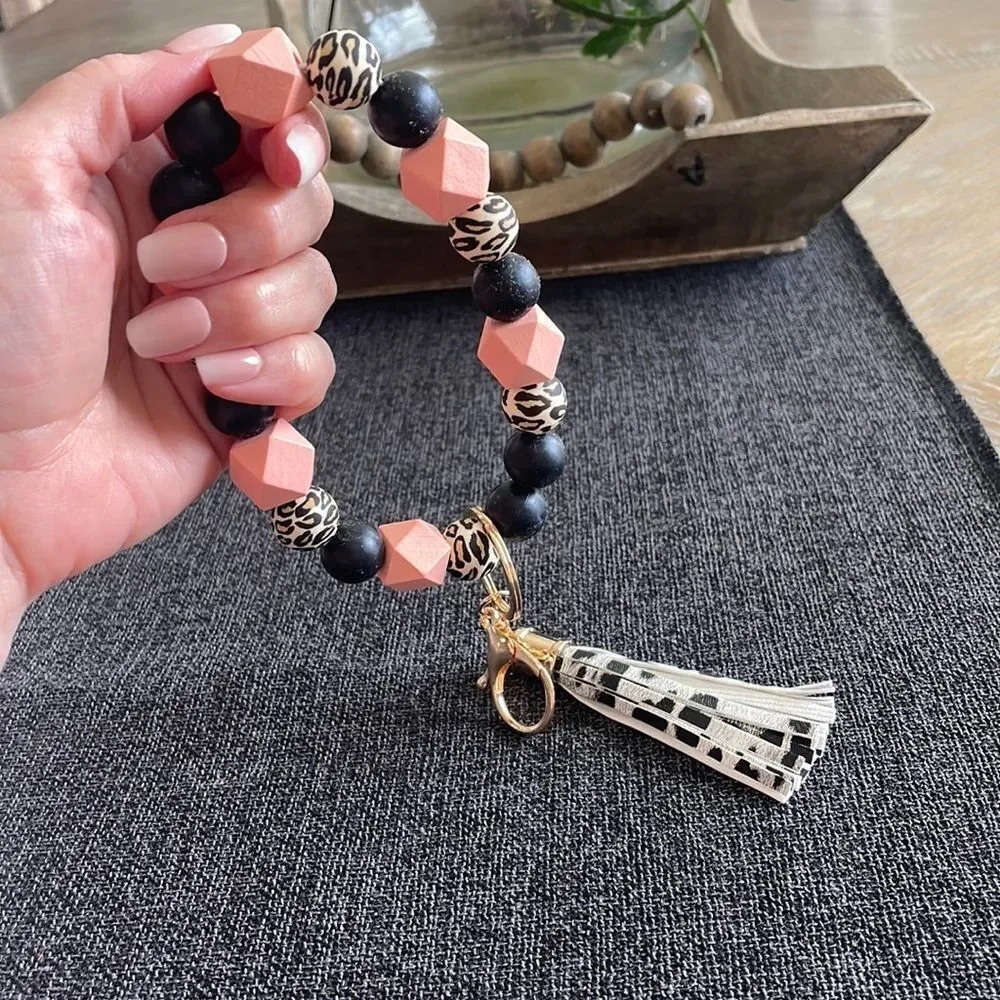 WYLDWOOD TASSEL Large Beaded Bracelet Keychain